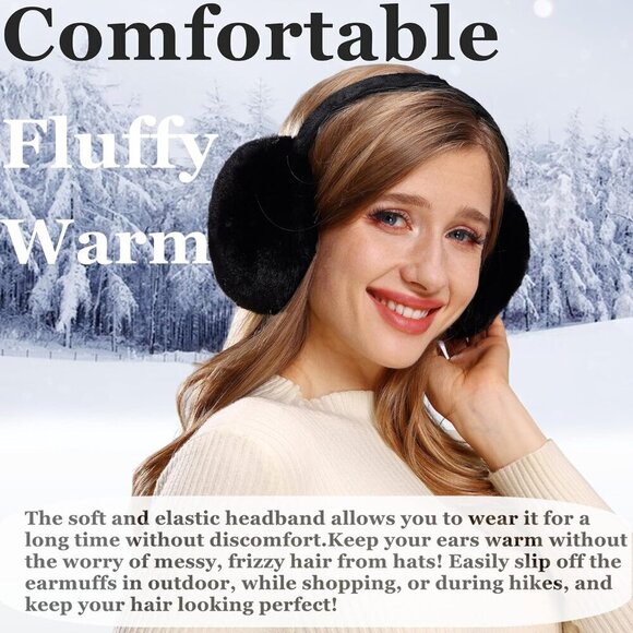 Women Faux Fur Earmuffs Adjustable Foldable Warm Winter Ear Covers Stylish main image 7